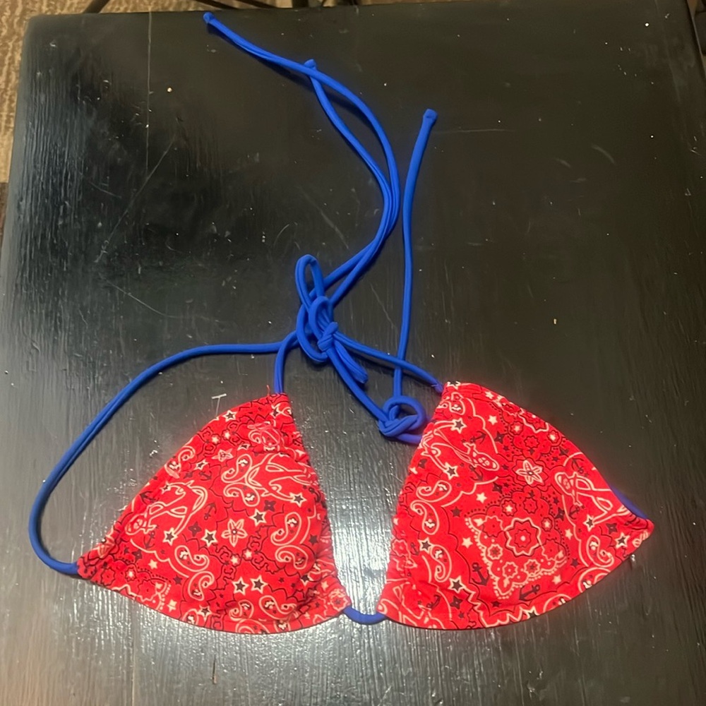 Tes Blue Paisley Bikini Top OS
